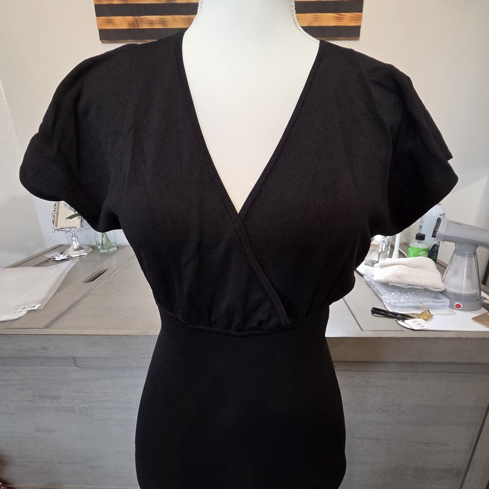 #478 White House Black Market Black V-Neck Blouse